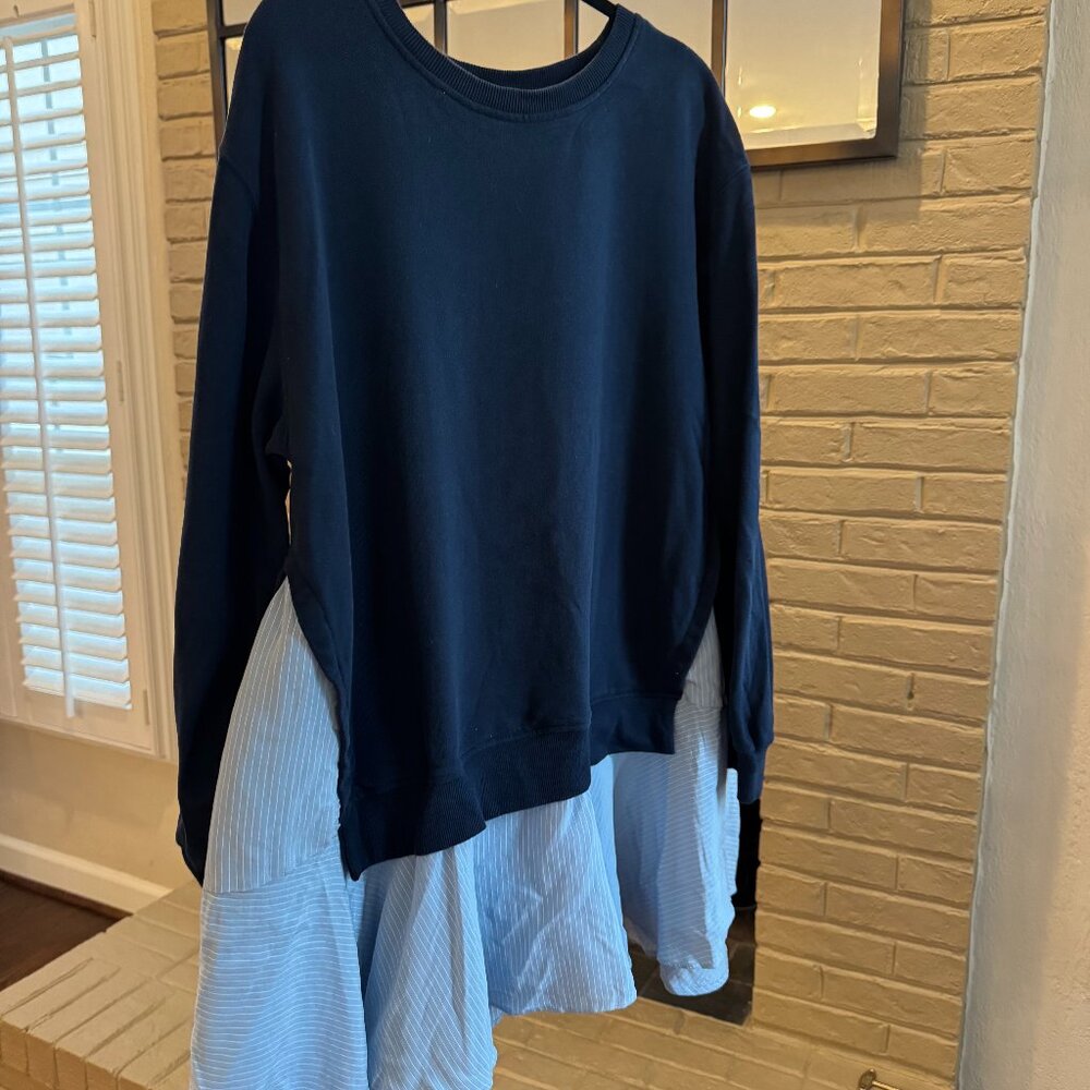 Anthropologie Navy and Light Blue Mini Dress